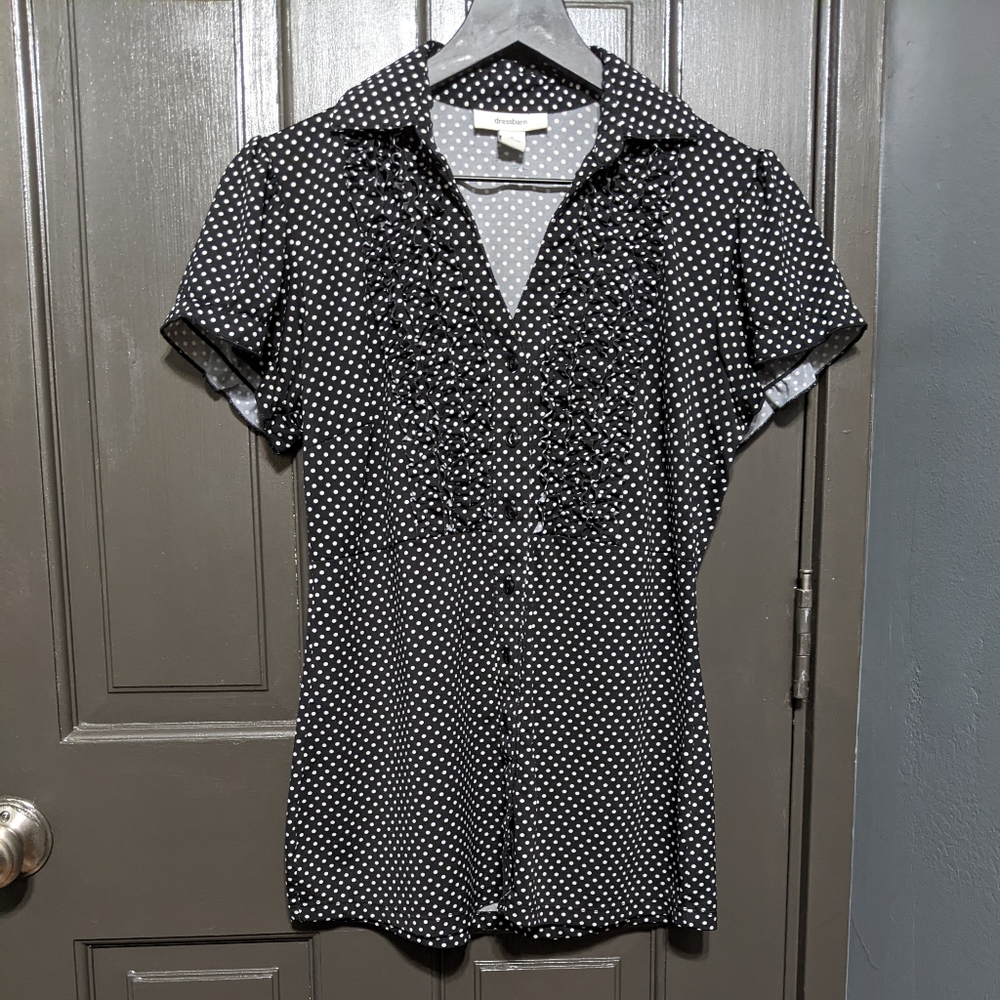Dress Barn Black and White Polk-a-Dot Top